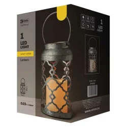 LED dekorácia - lampáš zdobený čiernou farbou, 3x AAA, blikajúci, t.b. - 1534222400