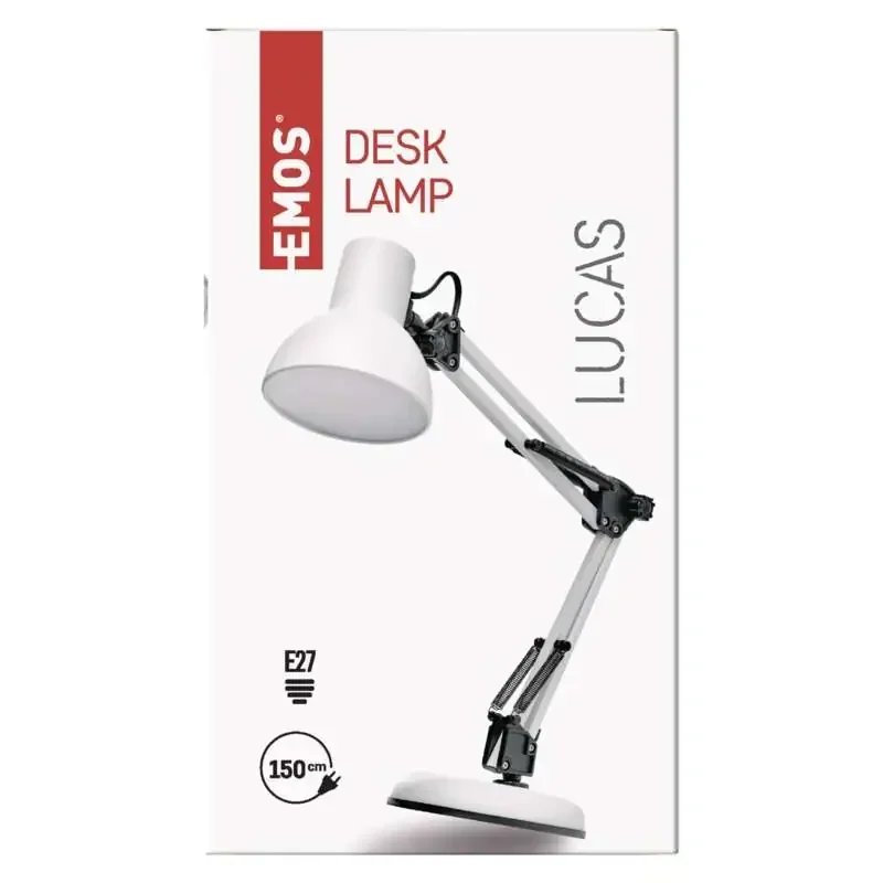 Stolná lampa LUCAS pre žiarovku E27, biela - 1538169000