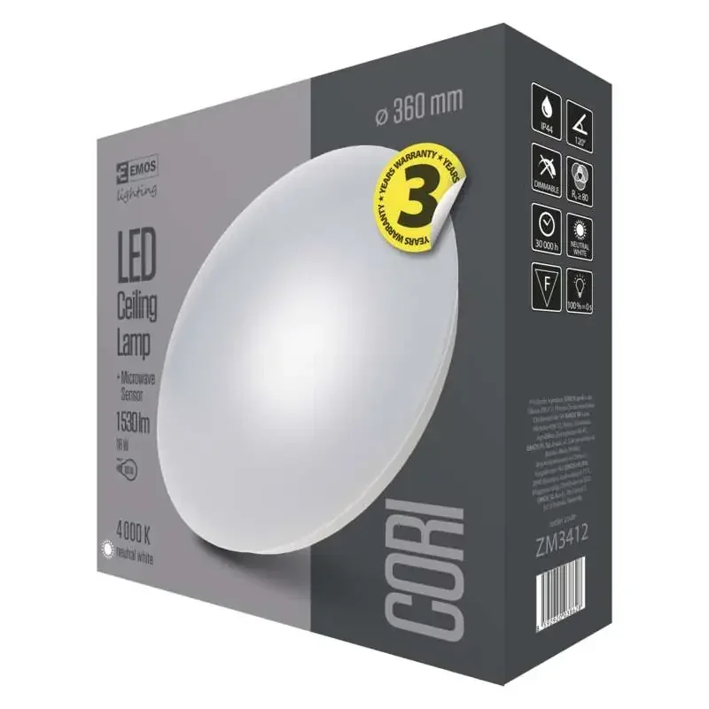 LED svietidlo CORI 36 cm, 18 W, neutrálna biela, so senzorom pohybu, IP44 - 1539034120