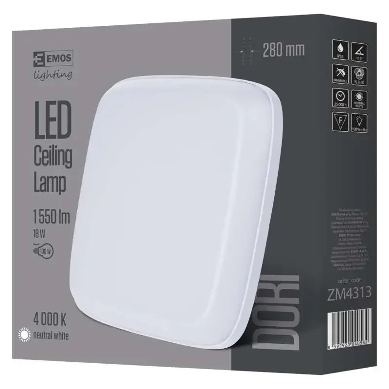 LED svietidlo DORI 28 x 28 cm, 18 W, neutrálna biela, IP54 - 1539043070