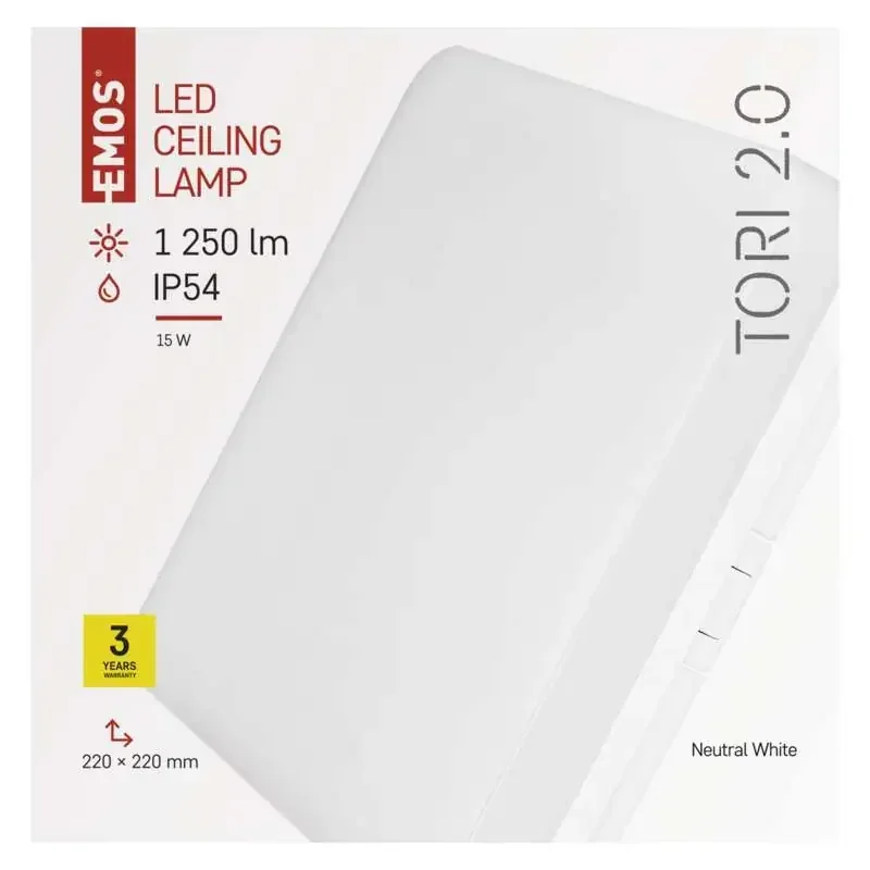 LED svietidlo TORI 22 x 22 cm, 15 W, neutrálna biela, IP54 - 1539082151