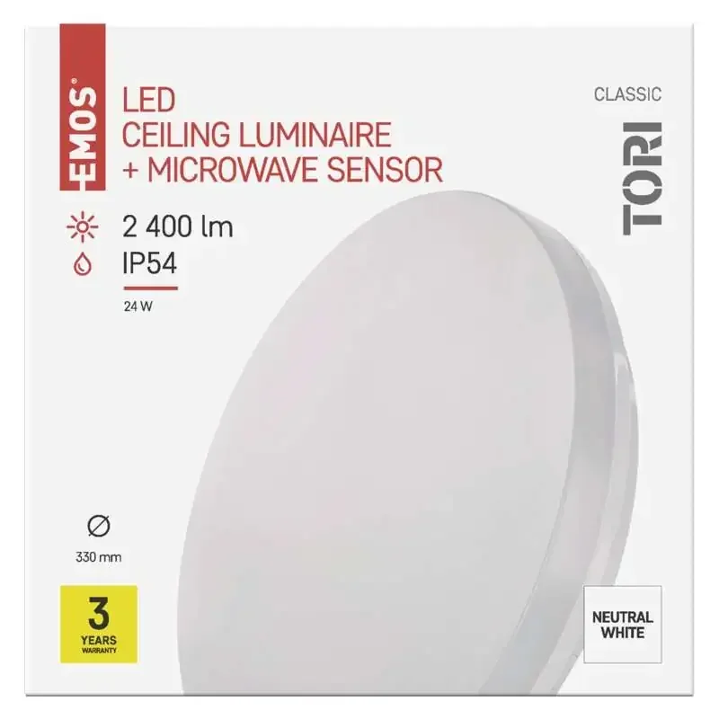 LED svietidlo so senzorom pohybu TORI 33 cm, 24 W, neutrálna biela, IP54 - 1539085240