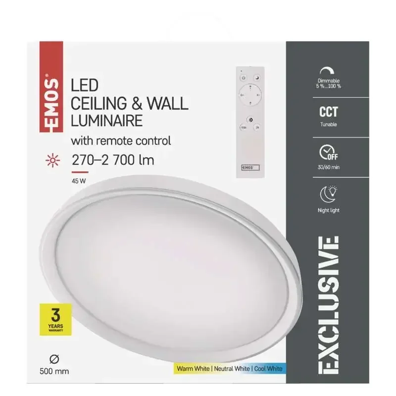 Svietidlo ILVI LED 50 cm, 45 W, teplá studená biela, stmievateľné s diaľkovým ovládaním - 1539094450