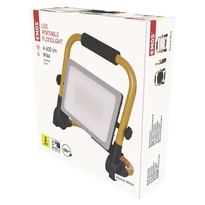 Prenosný LED reflektor ILIO, 51 W, čierna/žltá, neutrálna biela - 1542033420