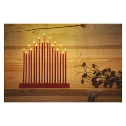 Sviečka LED červená, 28,5 cm, 3x AA, vnútorná, teplá biela, časovač - 1550000004