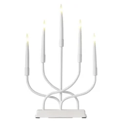 Biely kovový LED svietnik, 40 cm, 2x AA, vnútorný, teplá biela - 1550000010
