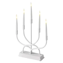 Biely kovový LED svietnik, 40 cm, 2x AA, vnútorný, teplá biela - 1550000010
