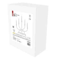 Biely kovový LED svietnik, 40 cm, 2x AA, vnútorný, teplá biela - 1550000010