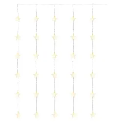 LED vianočný záves - hviezdy, 120x90 cm, vnútorný a vonkajší, teplá biela, časovač - 1550000028