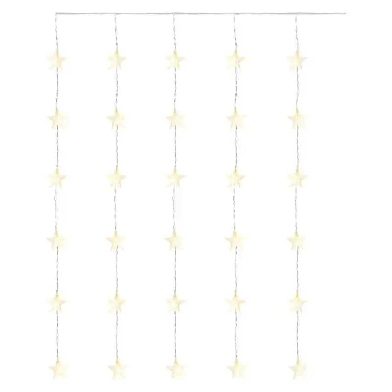 LED vianočný záves - hviezdy, 120x90 cm, vnútorný a vonkajší, teplá biela, časovač - 1550000028