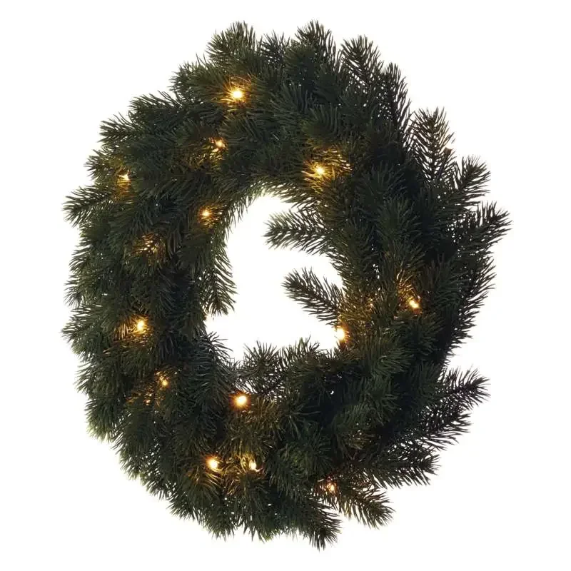 LED vianočný veniec, 40 cm, 2x AA, vnútorný, teplá biela, časovač - 1550000037