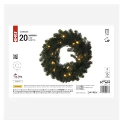 LED vianočný veniec, 40 cm, 2x AA, vnútorný, teplá biela, časovač - 1550000037