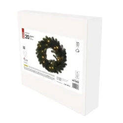 LED vianočný veniec, 40 cm, 2x AA, vnútorný, teplá biela, časovač - 1550000037