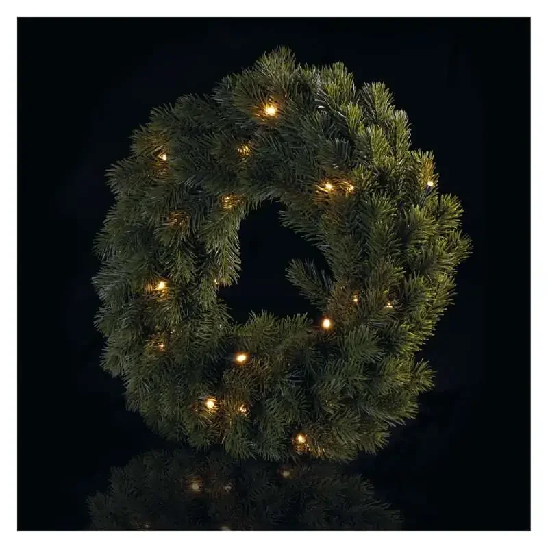 LED vianočný veniec, 40 cm, 2x AA, vnútorný, teplá biela, časovač - 1550000037