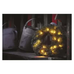LED vianočný veniec, 40 cm, 2x AA, vnútorný, teplá biela, časovač - 1550000037