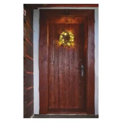 LED vianočný veniec, zasnežený, 38 cm, 2x AA, vnútorný, teplá biela, časovač - 1550000038