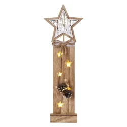 LED drevená dekorácia - hviezdy, 48 cm, 2x AA, vnútorná, teplá biela, časovač - 1550000061