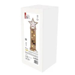 LED drevená dekorácia - hviezdy, 48 cm, 2x AA, vnútorná, teplá biela, časovač - 1550000061