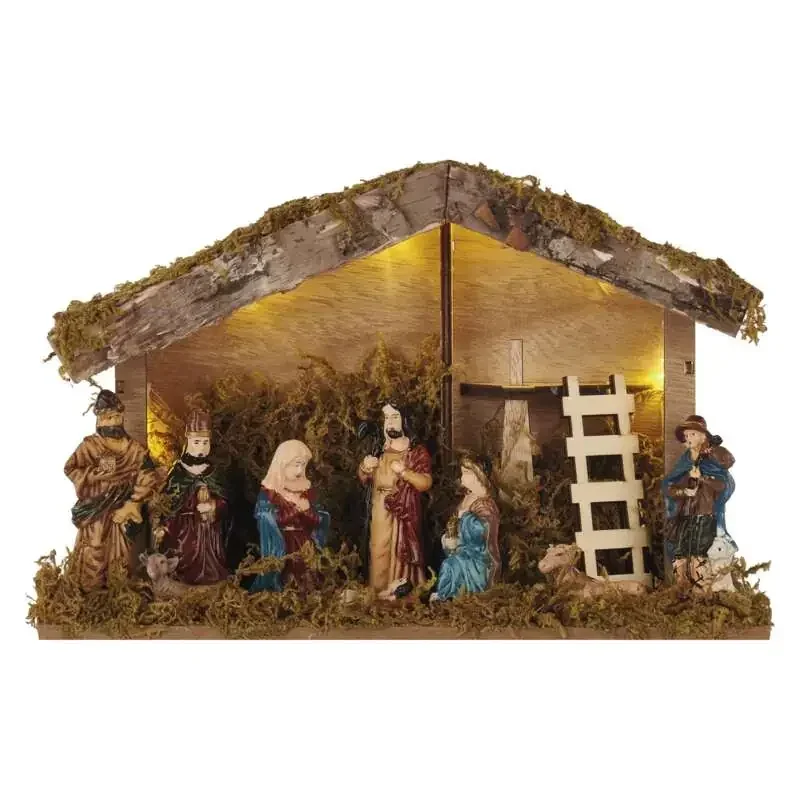 LED vianočný betlehem, 17 cm, 2x AA, vnútorný, teplá biela - 1550000121