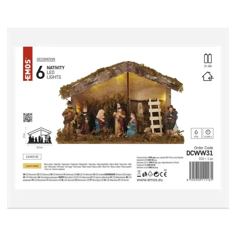 LED vianočný betlehem, 17 cm, 2x AA, vnútorný, teplá biela - 1550000121