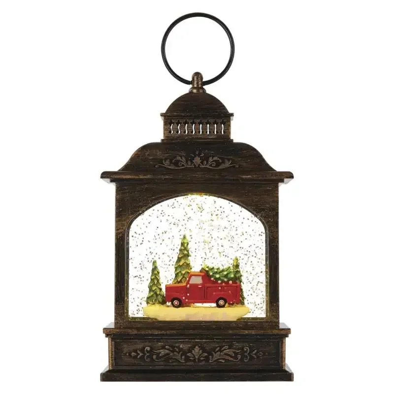 LED dekorácia - vianočný lampáš s autíčkom, 21 cm, 3x AA, vnútorný, teplá biela, časovač - 1550000125