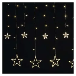 LED vianočný záves - hviezdy, 185x105 cm, vnútorný, teplá biela - 1550000126