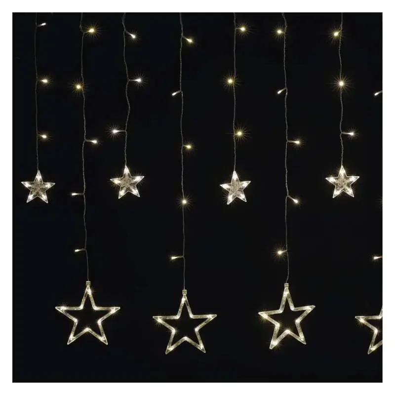 LED vianočný záves - hviezdy, 185x105 cm, vnútorný, teplá biela - 1550000126