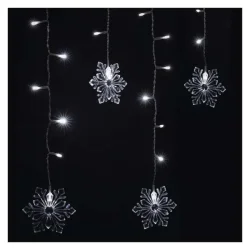 LED vianočná opona - snehové vločky, 150x55 cm, vnútorná, studená biela - 1550000127