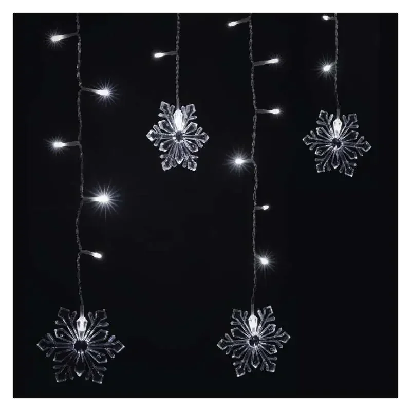 LED vianočná opona - snehové vločky, 150x55 cm, vnútorná, studená biela - 1550000127