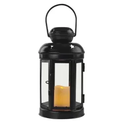 LED svietidlo čierne, okrúhle, 18,5 cm, 1x CR2032, interiérové, vintage, časovač - 1550001026