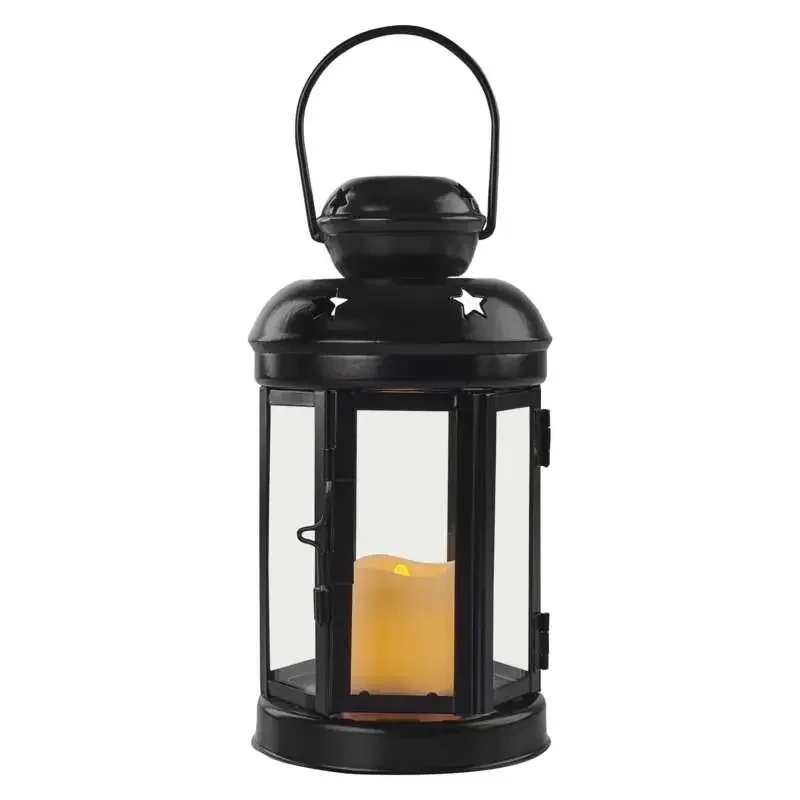 LED svietidlo čierne, okrúhle, 18,5 cm, 1x CR2032, interiérové, vintage, časovač - 1550001026