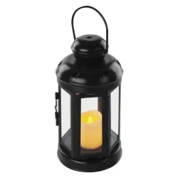 LED svietidlo čierne, okrúhle, 18,5 cm, 1x CR2032, interiérové, vintage, časovač - 1550001026