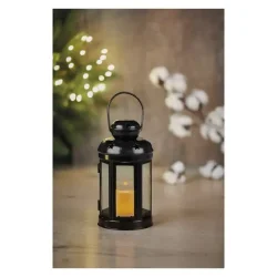 LED svietidlo čierne, okrúhle, 18,5 cm, 1x CR2032, interiérové, vintage, časovač - 1550001026
