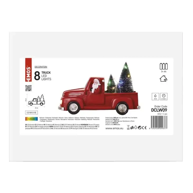 LED dekorácia - Santa v aute s vianočnými stromčekmi, 10 cm, 3x AA, interiérová, viacfarebná - 1550003001