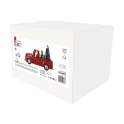 LED dekorácia - Santa v aute s vianočnými stromčekmi, 10 cm, 3x AA, interiérová, viacfarebná - 1550003001