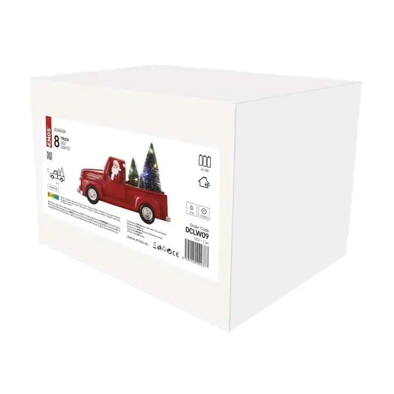 LED dekorácia - Santa v aute s vianočnými stromčekmi, 10 cm, 3x AA, interiérová, viacfarebná - 1550003001