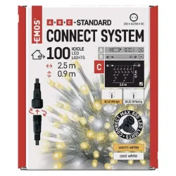Štandardná blikajúca reťaz LED - Icicles, 2,5 m, vonkajšia, teplá/studená biela - 1550013000