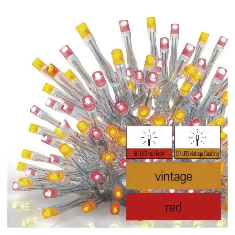 Štandardná LED pulzujúca článková reťaz - rampúchy, 2,5 m, vonkajšia, červená/vintage - 1550015004