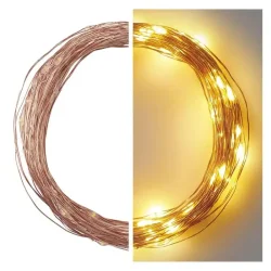 Vianočná medená reťaz LED Nano, 10 m, vnútorná a vonkajšia, teplá biela, časovač - 1550030000