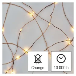 Vianočná medená reťaz LED Nano, 10 m, vnútorná a vonkajšia, teplá biela, časovač - 1550030000