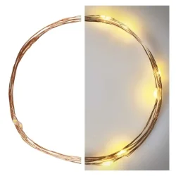 LED vianočná nano reťaz medená, 0,9 m, 2x AA, vnútorná, teplá biela, časovač - 1550030005
