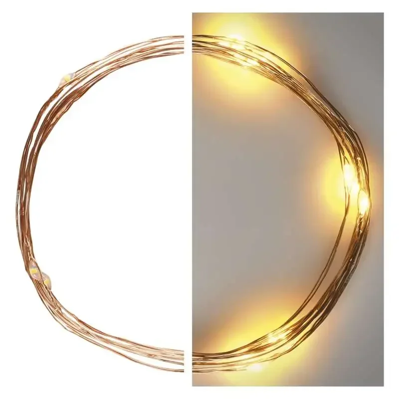 LED vianočná nano reťaz, 1,9 m, 2x AA, vnútorná, teplá biela, časovač - 1550030006