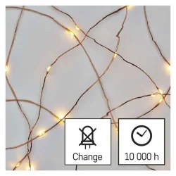 LED vianočná nano reťaz, 1,9 m, 2x AA, vnútorná, teplá biela, časovač - 1550030006