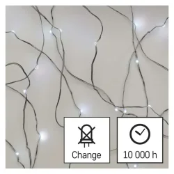LED vianočná nano reťaz, 1,9 m, 2x AA, vnútorná, studená biela, časovač - 1550032006