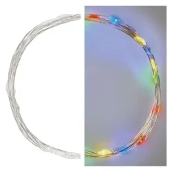 LED vianočná nano reťaz, 1,9 m, 2x AA, vnútorná, viacfarebná, časovač - 1550034003