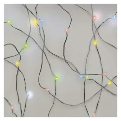 LED vianočná nano reťaz, 1,9 m, 2x AA, vnútorná, viacfarebná, časovač - 1550034003