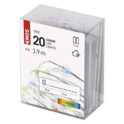 LED vianočná nano reťaz, 1,9 m, 2x AA, vnútorná, viacfarebná, časovač - 1550034003
