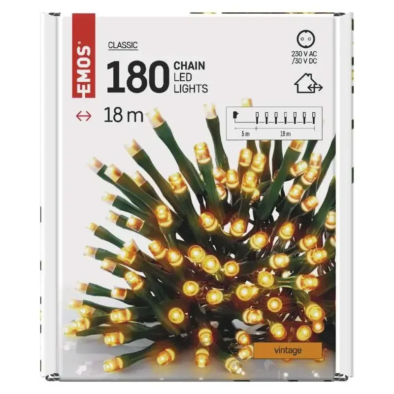 LED vianočná reťaz, 18 m, vnútorná a vonkajšia, vintage, časovač - 1550041004