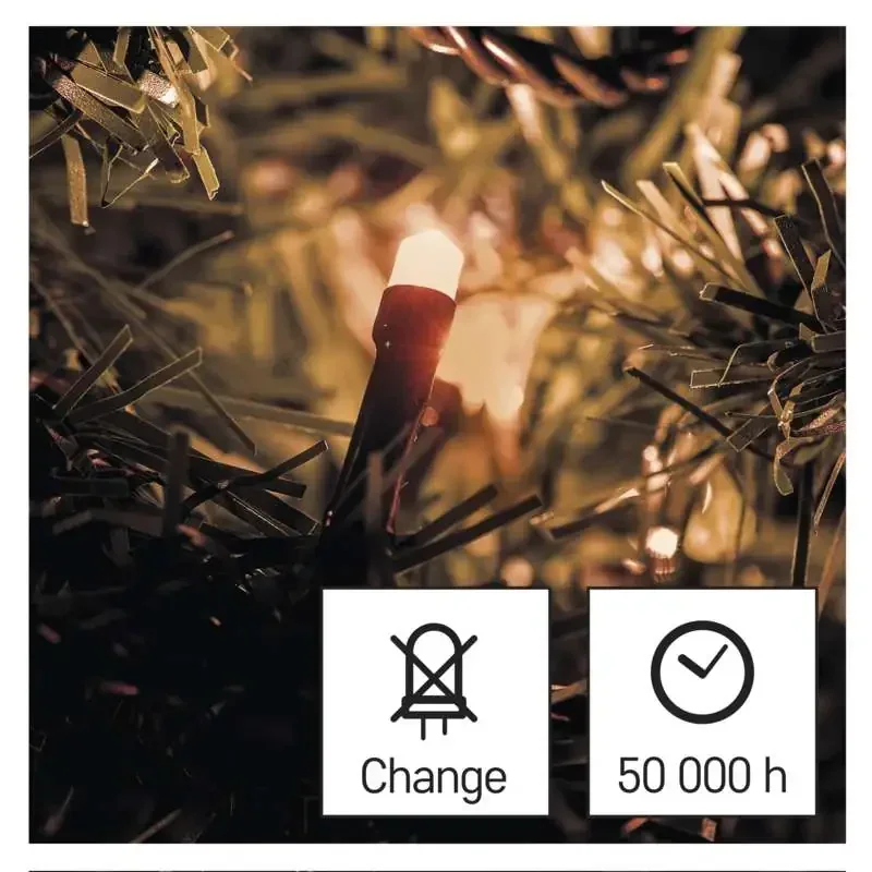 LED vianočná reťaz, 18 m, vnútorná a vonkajšia, vintage, časovač - 1550041004