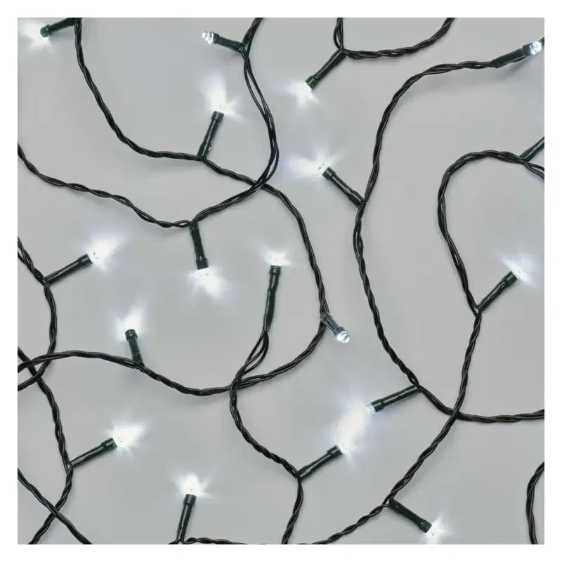 Vianočná reťaz LED, 12 m, vnútorná a vonkajšia, studená biela, časovač - 1550042002